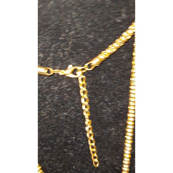 Gold Tone Rope Chain Lariat Necklace Extra Long Elegant Knotted Eveningwear - Picture 10 of 11